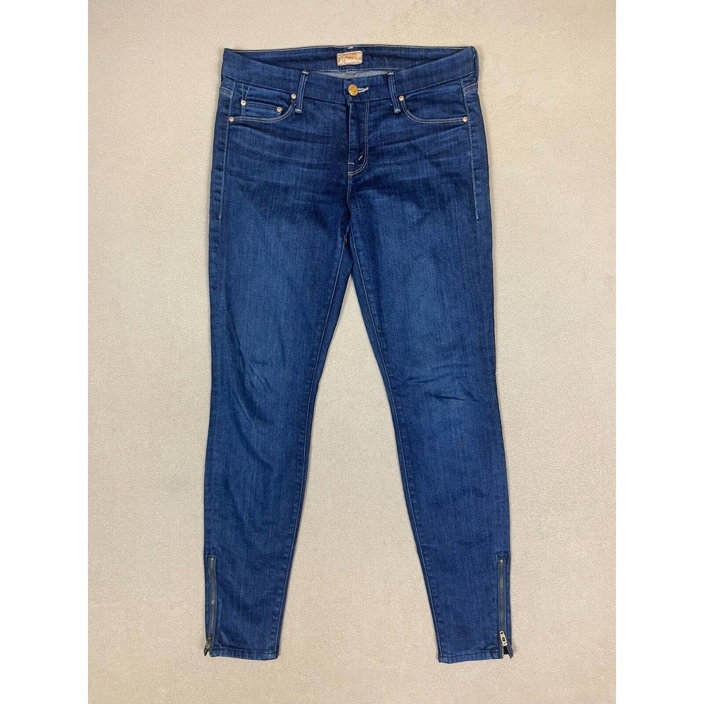 Mother Jeans Adult 27 Blue The Looker Ankle Zip Skinny Slim Fit Womens